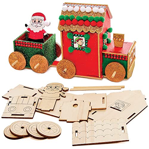 Baker Ross FX282 Weihnachtsmann Zug Bastelset aus Holz-2er Pack, Holz...