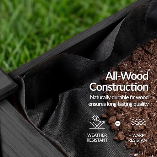 Image of Best Choice Products 48x24x30in Raised Garden Bed, Elevated Wood Planter Box Stand for Backyard, Patio, Balcony w /Bed Liner, 200lb Capacity - Black