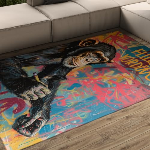 Tapis 200x300cm graffiti singe multicolore pour salon moderne - 2