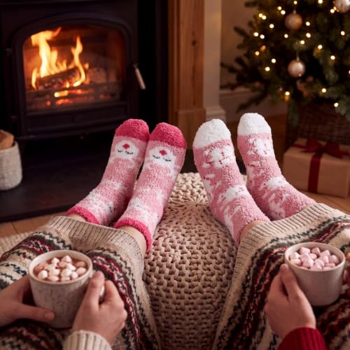 Image of Hoolerry 30 Pairs Fuzzy Socks in Bulk