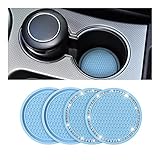 Car Cup Holder Coasters, 2PCS Bling Handcrafted Rhinestone and 2PCS Classic Color Anti-Slip...