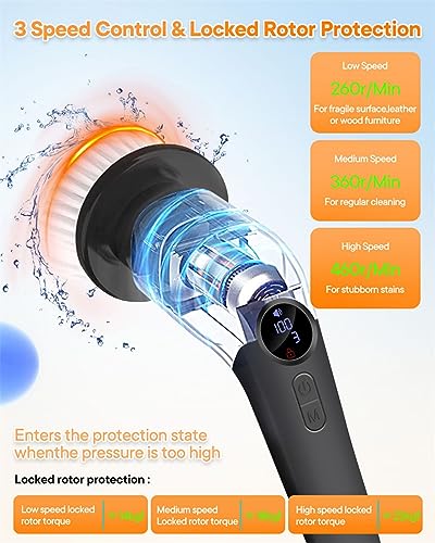 CLLIS-Electric-Spin-Scrubber-Shower-Scrubber-for-Cleaning-3-Speeds-Shower-Cleaning-Brush-with-Long-Handle-8-Replaceable-Brush-Heads-Adjustable-Extension-Handle-Electric-Scrubber-for-BathroomTub