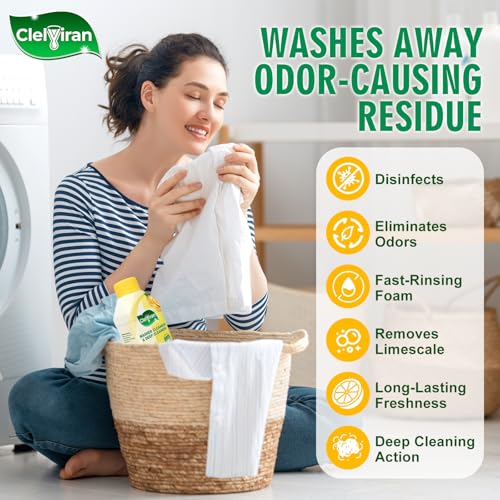 Image of Washing Machine Cleaner Liquid, Powers Away Odor Causing Residue and Grime Deep Inside Pump, Valve and Hoses, 6 in 1 HE Washer Descaler (1 Pack)
