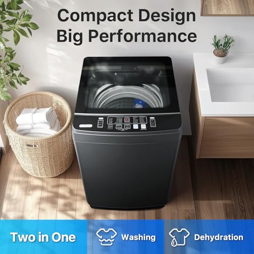 Image of Anypro Washing Machines 27 LBS Full Automatic Clothes Washer and Spinner Combo with 10 Program and 8 Water Level, Laundry Wash Spin Dryer for Apartment RV Dorm, Grey