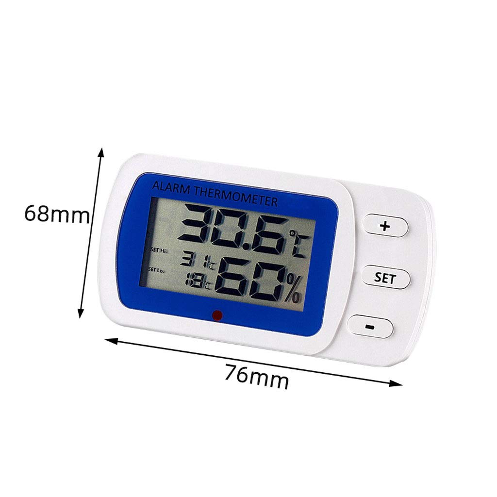 Fácil de Leer: Alarma de termómetro de congelador de refrigerador, configuración de alarmas de Temperatura Alta y Baja 7,6 * 6,8 cm