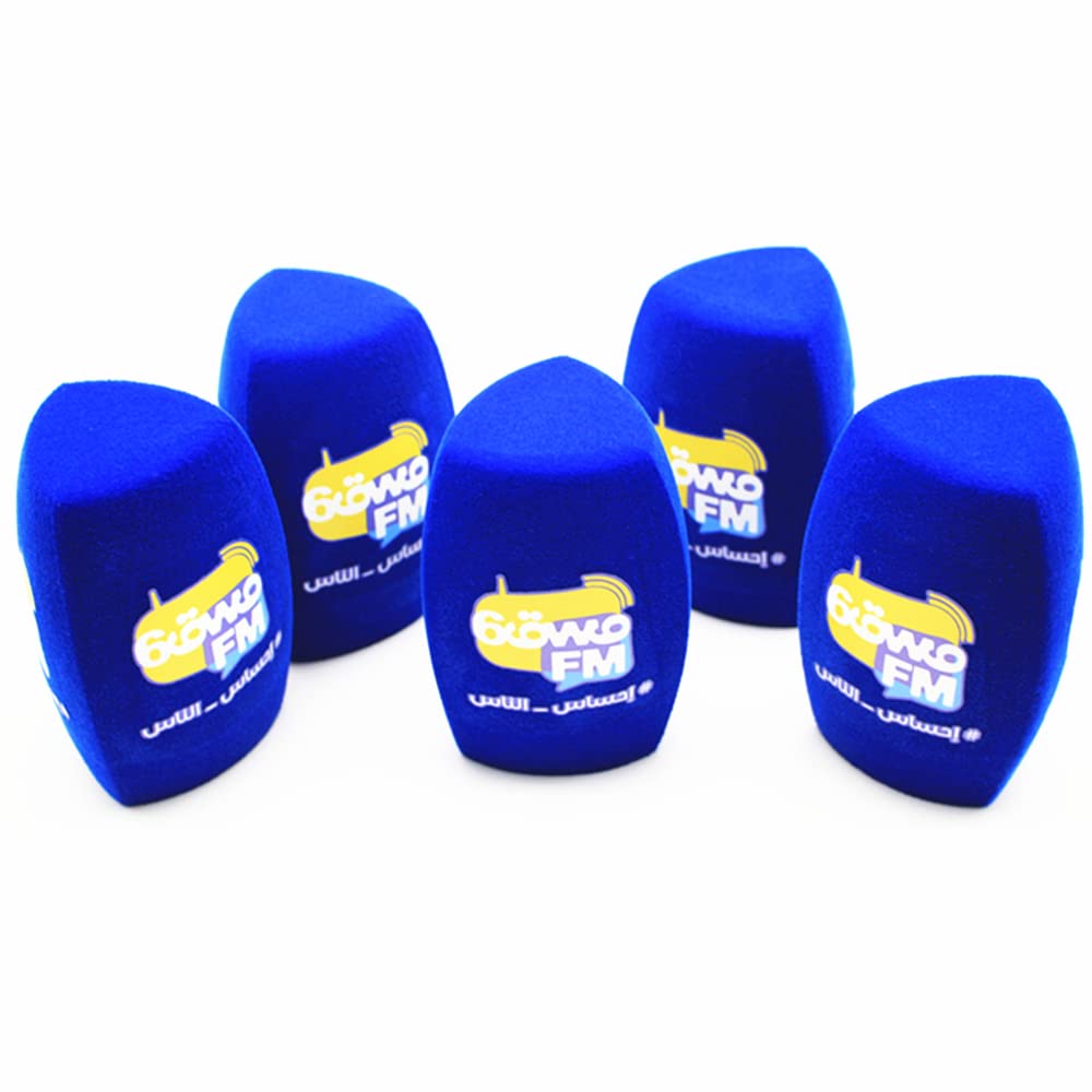 Personalizar Logo para Mic Micrófono de Espuma Parabrisas Esponja Cubiertas para Micrófonos de Entrevista de TV 5pcs (Blue)