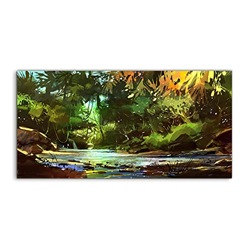 Photo salon chambre jungle forest 140x70cm pour masquer un mur vide