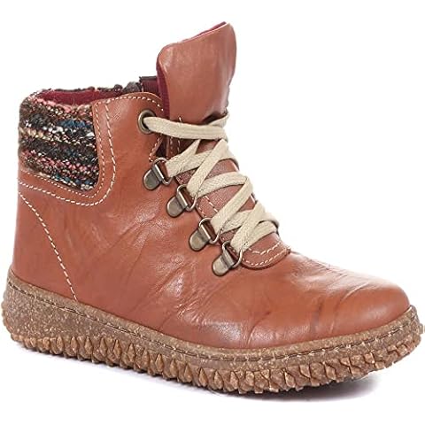 Pavers Leather Ankle Boots for Women - Standard Fit Womens Boots with Cushioned Leather Insole and Padded Arch Support - Side Zip Fastening Womens Ankle Boots  - Tan Size 5 (38) Cover