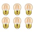 G40 E26 1W Low Wattage LED Bulbs Vintage Small Globe Filament Nightlight 10 Watt Edison Style Amber Bulb, 2200K Warm White Non Dimmable, 6Pack