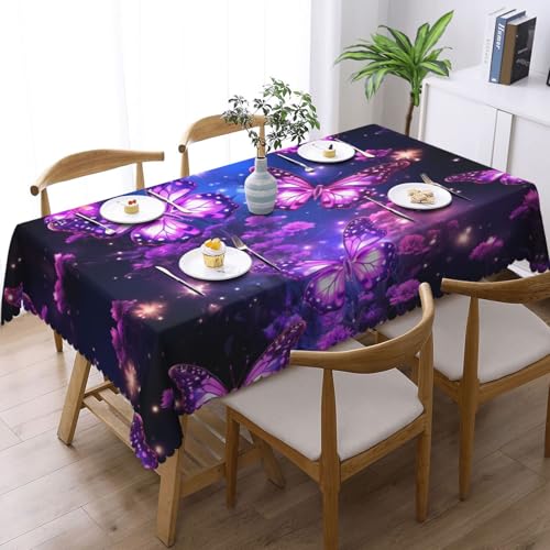 Nappe d'extérieur lavable violette pour table rectangulaire fini les taches de repas