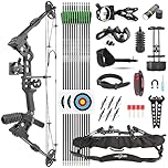 SHARROW Archery Compound Bow and Arrow Set 20-70 LBS Adjustable Hunting Compound Bow Kit for Adults Beginner Outdoor Shooting Target Practice LH/RH (Right Hand, Black)