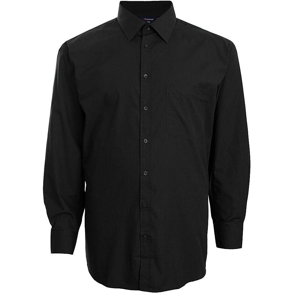 Espionage Men's Kingsize SH151 Plain Collar Long Sleeve Shirt Size - 6XL - 62-64" Chest Black
