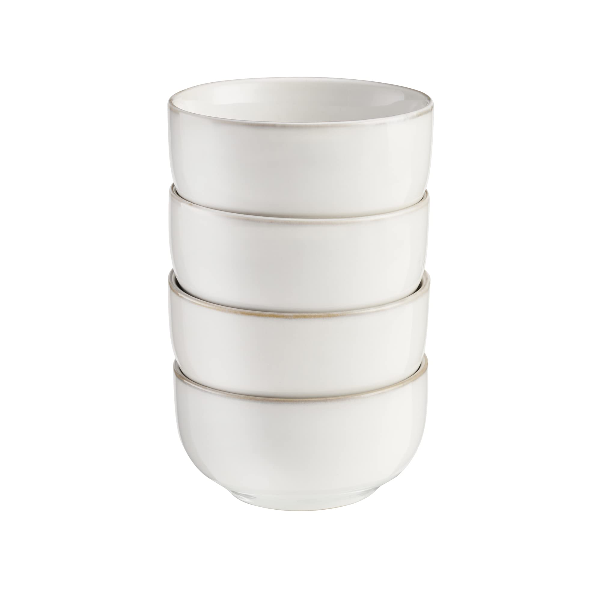 Cooks Professional Set of 4 Nordic Dipping Bowls with Reactive Glaze | 11cm Small Modern Stylish Ceramic Stoneware Side or Dip Bowls | Microwave, Dishwasher, Oven & Freezer Safe Dinnerware | White