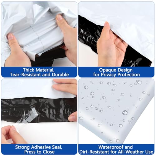 XRXYMQ 60 Stück Versandtaschen Kleidung Warensendung Groß 4 Größen Versandtüten Selbstklebend Wasserdichte Versandbeutel Blickdicht Versandtasche für Kleidung Versand Textilien den Transport Weiße