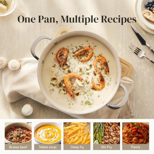 Redchef Ceramic Saute Pan, 4 QT Nontoxic Deep Frying Pan with Lid Nonstick - image 6