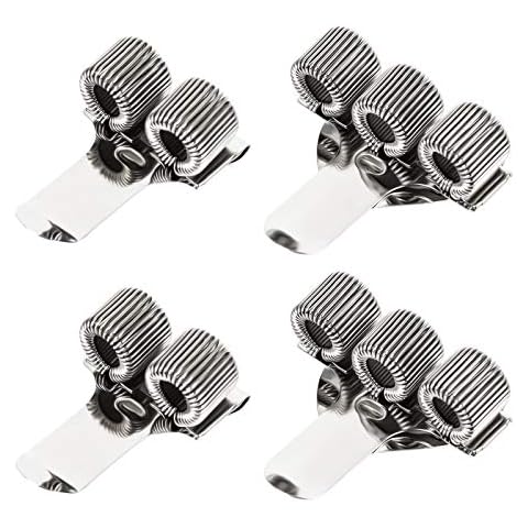 Huayue 4 PCS Pen Holder Clips, Double & Triple Holes Metal Pen Holder Pen Loop Clip with Pocket Clip, Pen Holder with Adjustable Spring Loop for Notebook and Clipboard in Home, Office, Pocket Cover