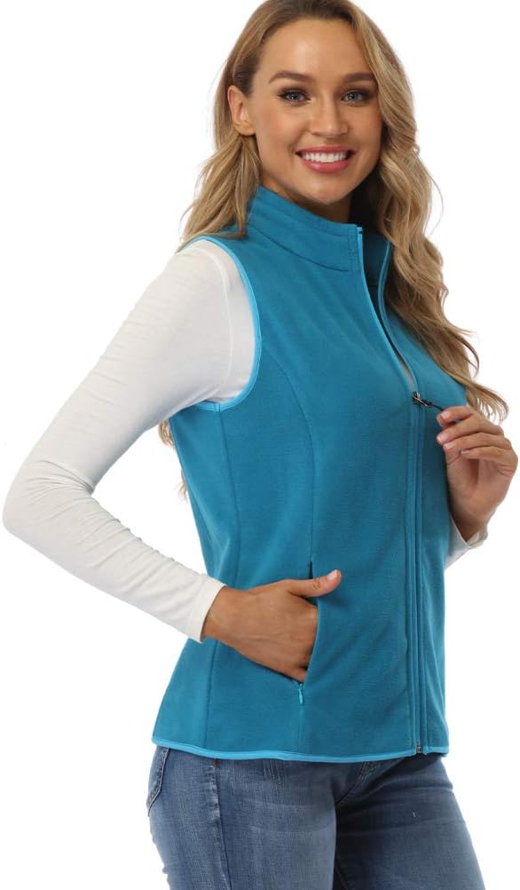 Fuinloth Women's Fleece Vest, Polar Soft Sleeveless Classic Fit with Zip up Pockets - Image 2