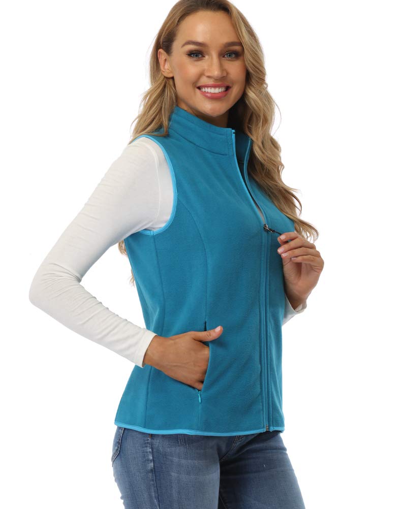 fuinloth Gilet in pile da donna,Termico Senza Maniche Elegante Collare Eretto con Zip e Tasca