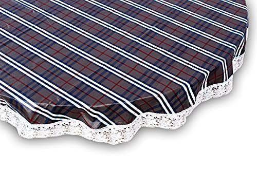 Image of The Furnishing Tree Round Shaped 8 Seater Table Cover WxL 90x90 inches with White Border lace