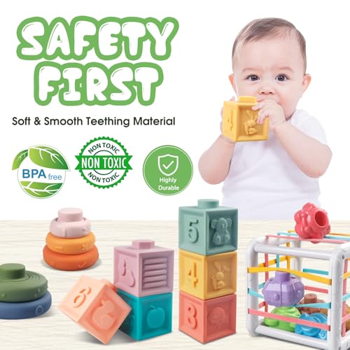 Montessori Baby Toys, 4in-1 Sensory Stacking Blocks - Image 4