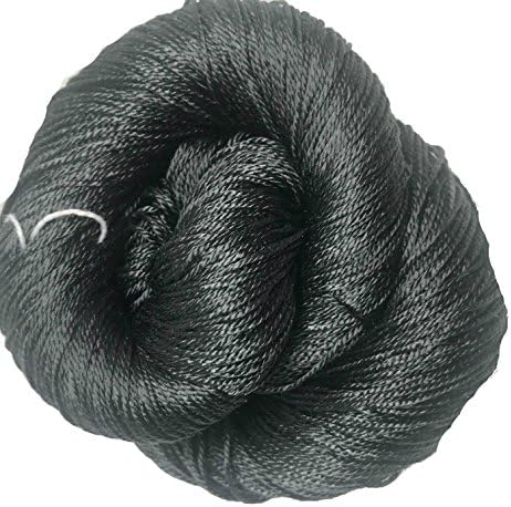 Knitsilk 3 ply Mulberry Silk Yarn Solid Colors, 50 Grams, 260 Yards, Great for Knitting, Crochet, Weaving, Tapestry (Black)