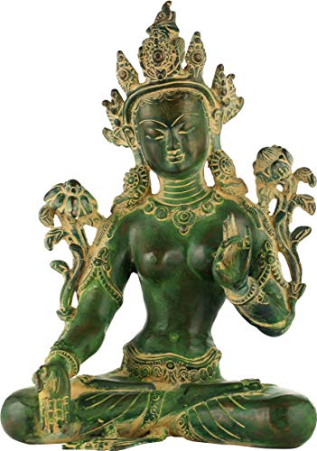 Statue de Tara Blanche protectrice en laiton bicolore sacré