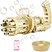 SIXIUDIA Bolle di Sapone Bambini,Macchina per Bolle,Macchina per Bolle di Sapone Automatica con 8 buche Bubble Gun per Bolle per Compleanno Festa Nozze, Giochi al Coperto e all'aperto(Dorato)