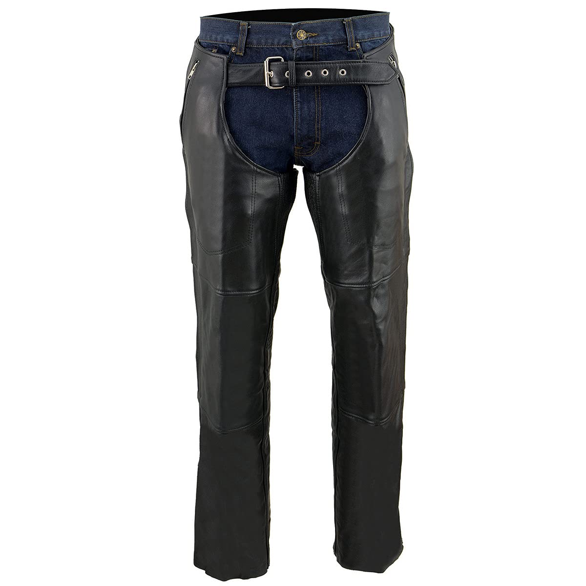 Milwaukee Leather SH1191C Herren Hip Set Lederchaps mit vier Taschen, Schwarz