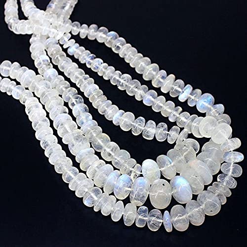 Pierre de lune arc-en-ciel bleue perles rondelles lisses 4-13mm pour bijoux DIY