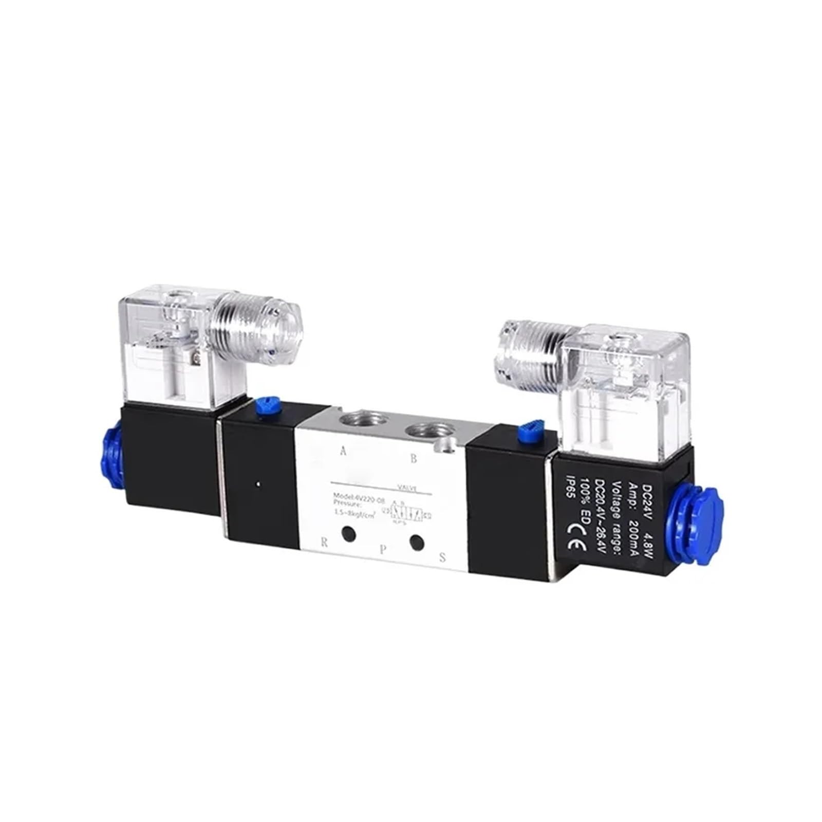 QRUYHBAJU 4V120-06 4V220-08 4V320-10 4V420-15 Pneumatic Solenoid Valves 5/2 Way Valve Port Single Coil DC24V AC220V(4V430C-15 DC24V)