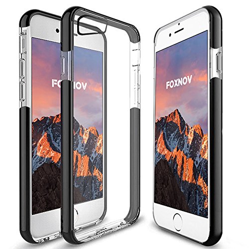 FOXNOV iPhone 8 Case, iPhone 7 Case, iPhone 7/8 Shock Absorption Case Crystal Clear Cover Slim Soft Touch Durable Protective TPU Case with Bumper (Black)