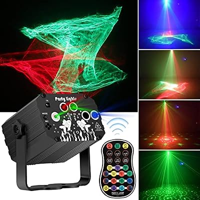 Enjoyedled DJ Disco Stage Party Lights - Northern Laser Light Effect RGB Led Sound Activated Strobe Lighting with Remote Control for Indoor Birthday Karaoke Club KTV, Black