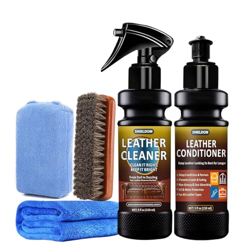Leather Cleaner and Conditioner Leather Care Detailing Kit to Clean, Soften, Protect & Restore Leathercraft – UV Protection Prevent Cracking or Fading of Furniture, Car Interiors, Shoes, Bags
