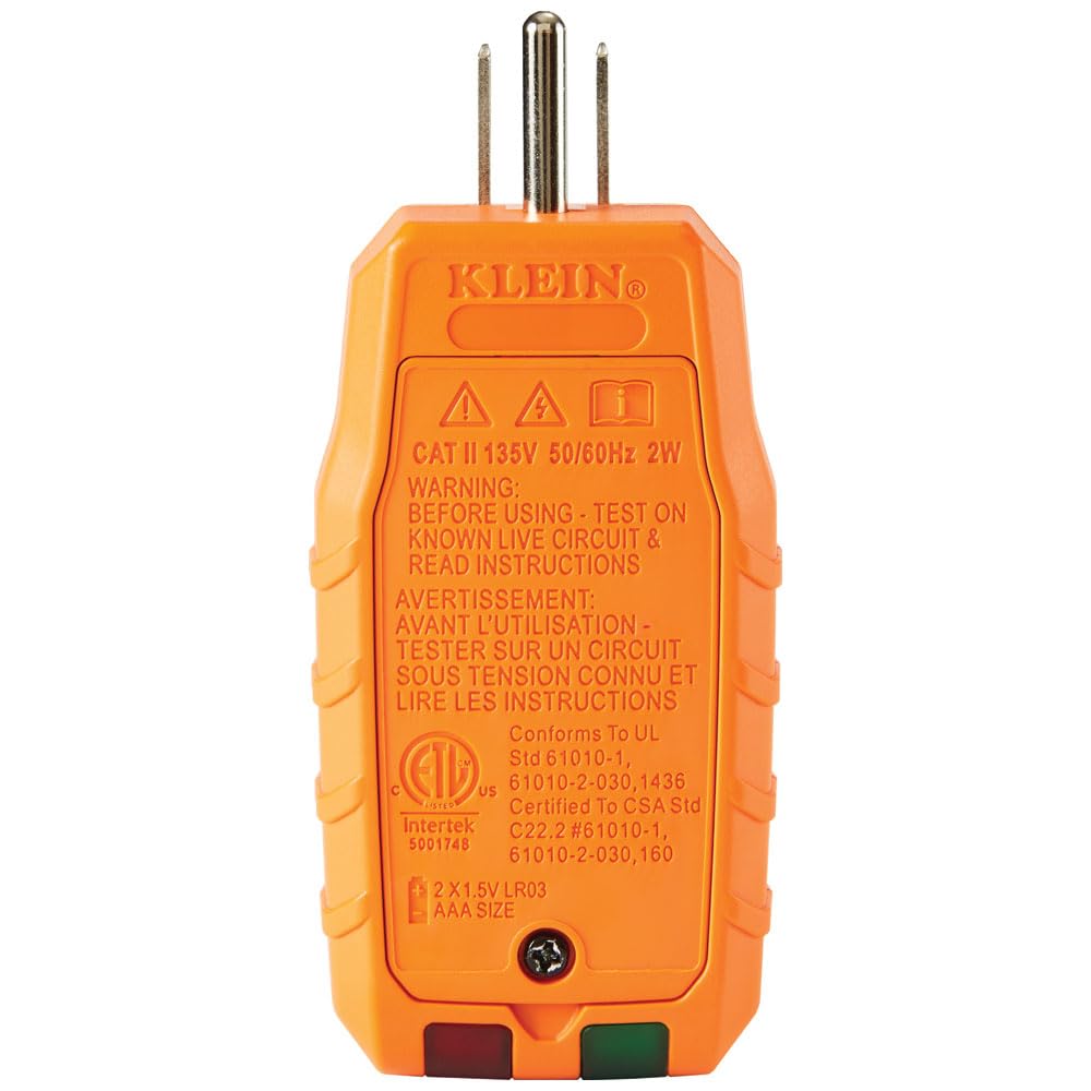 Klein Tools RT250KIT Tester di tensione senza contatto e tester di presa GFCI con LCD e torcia elettrica, kit di test elettrici di tensione