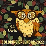  24 Owls Coloring Calendar 2022: Mini Calendar Monthly Planner With Love Kindness Gratitude Happiness Quotes
