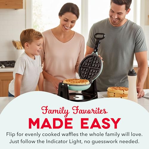 Image of Dash Flip Belgian Waffle Maker - nonstick surface - Rotating Belgian Waffle Maker with Quick Heat-Up System for Easy Breakfasts - Supports Multi-Use - Aqua