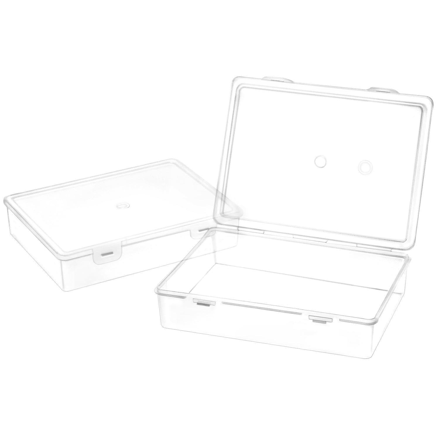 QWORK® A5 Size Portable File Box, Clear Plastic Storage Box with Latching Lids, 2 Pack, Ideal for Documents, Magazines, Scrapbooks, Photos, 22 x 15.5 x 5 cm