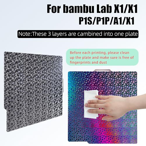 Image of Double Sided Textured PEO PEK Build Plate for Bambu Lab X1 /X1C /X1E /P1P /P1S /A1, Flexible Diamond PEO+Kaleidoscope PEK Spring Steel Plate 257x257mm for Bambu 3D Printers