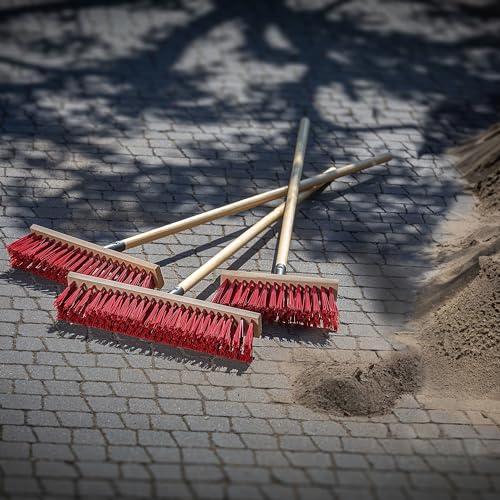 KADAX Straßenbesen mit langem Stiel aus Holz und Nylon, Kehrbesen mit Metallstielhalterung, breiter Industriebesen, komfortabler Saalbesen, Sand, Verschiedene Großen (40cm Rot) – Bild 8