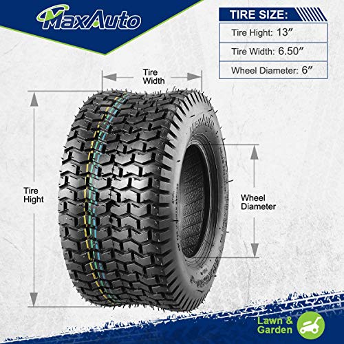 Maxauto 2 Pcs 13X6.50-6 Turf Tire Mower Lawn And Garden Tractor, 4Pr #TOP4