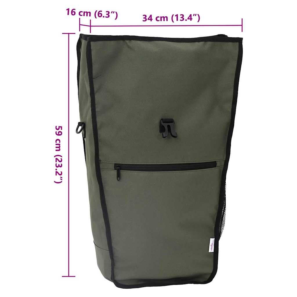 Torba rowerowa oliwkowa z poliestru 34 x 16 x 59 cm, wodoszczelna i antypoślizgowa, ergonomiczna na wycieczki, trekking i rower górski, z dużą ilością miejsca do przechowywania dla osób