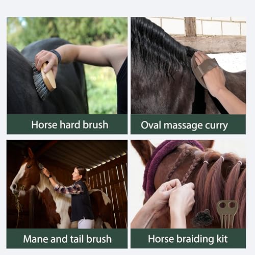 TERPUP Horse Grooming Kit 13 Piece, Horse Brushes for Grooming Supplies Set with Organizer Bag, Horse Braiding Kit, Horse Brush & Curry Comb for Effective Grooming, Gift for Horse Riders Beginners - Thumbnail 4