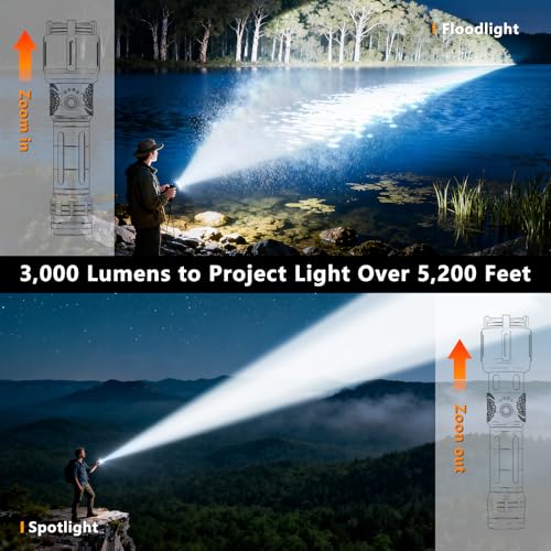 Image of SKYFIRE 2503 LED Rechargeable Flashlights with Lightsaber, 3000 High Lumens Waterproof Zoomable Powerful Bright Flash Light for Home, Outdoor, Flash Saber Fans and Night Adventures with Ignition Lens
