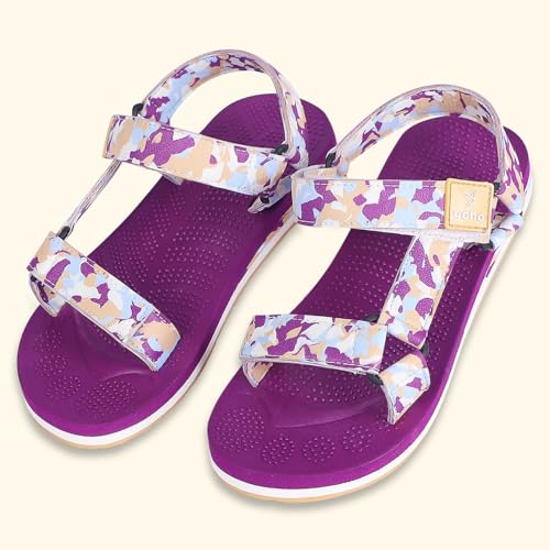 Image of YOHO EVA Sandals for Women | EVA sole | Comfortable cushioned sole with TPR base | Lightweight | Soft skin friendly straps | Adjustable straps | Velcro closure | Vibrant colour options