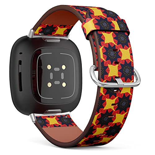 CJBROES Replacement Leather Watch Band, Compatible with Fitbit Versa 3 and Fitbit Sense of Wristband Bracelet Accessory - Mandalas Creative