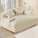 LELEFIDO Chaise Longue para Interiores, sofá Cama Grande, sillón tapizado de 122 cm con 2 Cojines, sillón Cama cómodo y Suave para Sala o Dormitorio