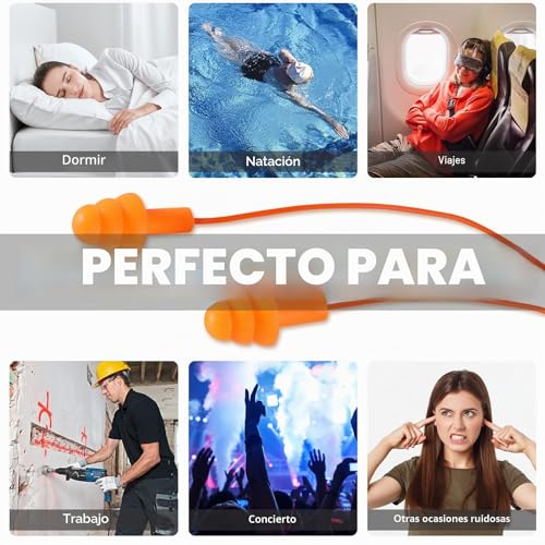 Miniatura 3 de 6 Pares Tapones De Oídos De Silicona Reutilizables - Reducción De Ruido, Impermeables Para Natación, Dormir, Trabajar, Estudiar Y Lugares Ruidosos