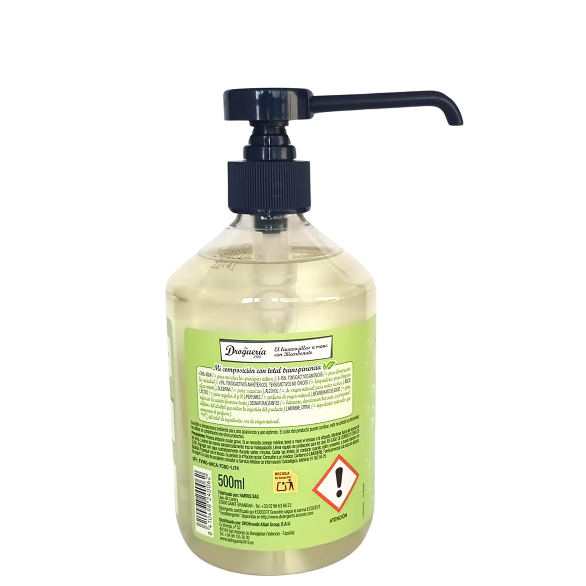 LA DROGUERIA - Lavavajillas a Mano Ecológico - 500ml (220 Lavados) (Bicarbonato)