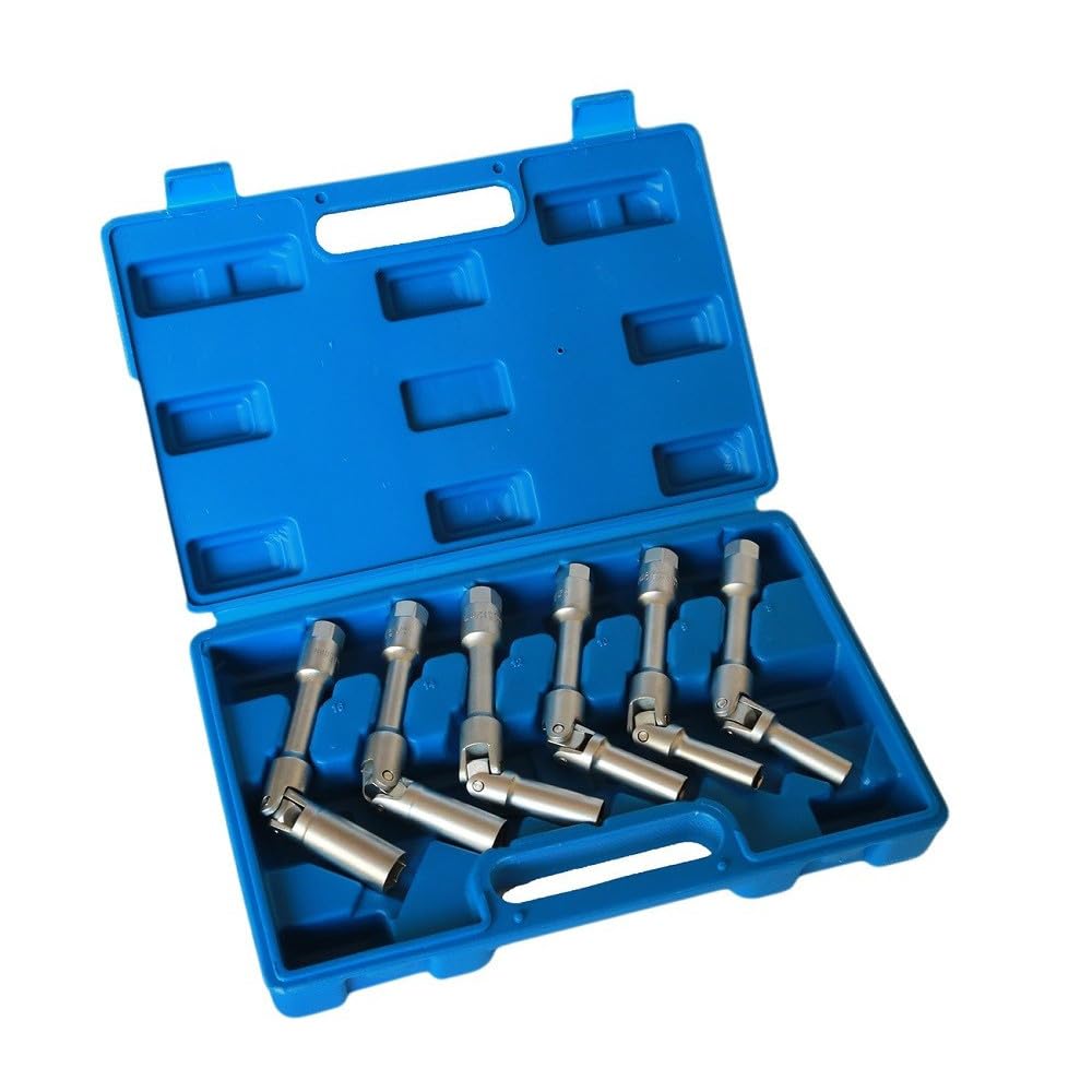 Trade Shop - Kit 6 Chiavi Bussola Snodate per Candelette Auto Diesel da 8 A 16 Mm 3/8" 160mm