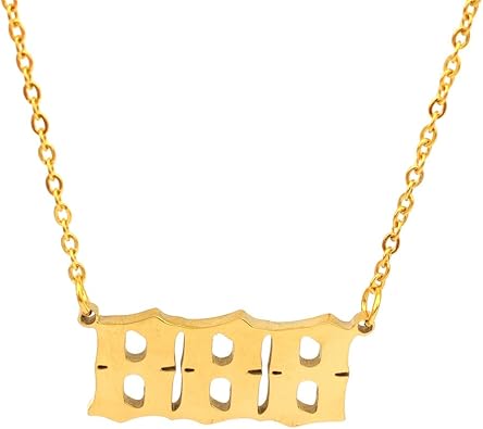 Angel Number Necklace, 18K Gold Plated Dainty 111 222 333 444 555 666 777 888 999 Pendants Choker Necklace For Women Numerology Minimalist Jewelry
